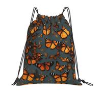 Nbtghga Heaps Of Orange Monarch Butterflies Print Drawstring Bags Gym Bag,Draw String Back Bag For Shopping Sport Yoga Travel,Beach