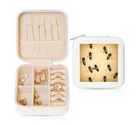 Nbtghga Honey Bee Print Jewelry Box, Jewelry Travel Organizer Mini Portable Storage Boxes Rings Necklaces Gifts