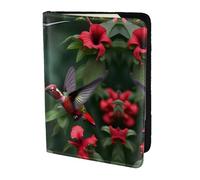 Nbtghga Hummingbirds Red Flowers Hibiscusprint Leather Travel Passport Wallet Blocking Passport Cover Travel Documents Organizer