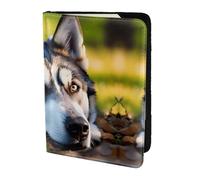 Nbtghga Husky Dog Patternprint Leather Travel Passport Wallet Blocking Passport Cover Travel Documents Organizer