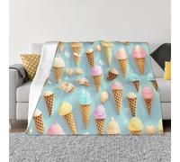 Nbtghga Ice Cream And Waffle Pattern Print Flannel Throw Blanket,Cozy Print Design For Sofa Couch Bed Ultimate Comfort And Warmth