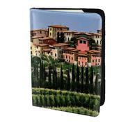 Nbtghga Italy-Tuscanprint Leather Travel Passport Wallet Blocking Passport Cover Travel Documents Organizer
