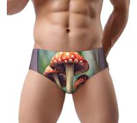 Nbtghga Japanese Painting Mushroom Print Men Beach Brief Classic Triangle Underpants Triangle Shorts Trunks Casual Black