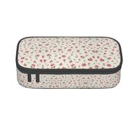 Nbtghga Lovely Sweet Red Cherry Print Pencil Case Holder Stylish Slim with Zipper Cosmetic Makeup Pouch Bag for Girls Teens Adults
