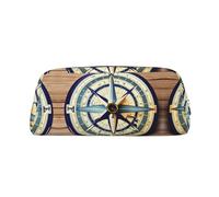 Nbtghga Maritime Sailboat Compass Print Pencil Pouch, Pen Bag with Practical Zip, Stationery Pouch for School Office