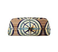 Nbtghga Maritime Sailboat Compass Print Pencil Pouch, Pen Bag with Practical Zip, Stationery Pouch for School Office