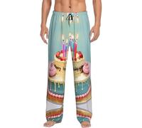 Nbtghga Mens Happy Birthday Big Cake Print Pajama Pants Lightweight Lounge Sleep Bottoms With Pockets Drawstring