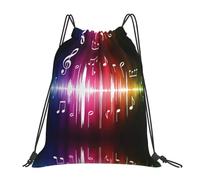 Nbtghga Musics Print Drawstring Bags Gym Bag,Draw String Back Bag For Shopping Sport Yoga Travel,Beach