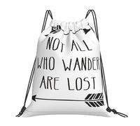 Nbtghga Not All Who Wander Are Lost Print Drawstring Bags Gym Bag,Draw String Back Bag For Shopping Sport Yoga Travel,Beach