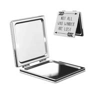 Nbtghga Not All Who Wander Are Lost Print Portable Pocket Makeup Mirror, Foldable Double-Sided Compact Makeup Mirror