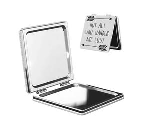 Nbtghga Not All Who Wander Are Lost Print Portable Pocket Makeup Mirror, Foldable Double-Sided Compact Makeup Mirror