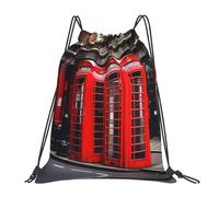 Nbtghga Phone Booth London Street Print Drawstring Bags Gym Bag,Draw String Back Bag For Shopping Sport Yoga Travel,Beach