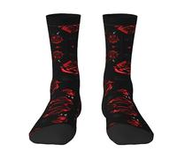 Nbtghga Red And Black Roses Print Cute Socks For Men Women,Novelty Socks Athletic Sport Casual Funny Crew Socks