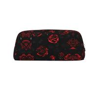 Nbtghga Red and Black Roses Print Pencil Pouch, Pen Bag with Practical Zip, Stationery Pouch for School Office