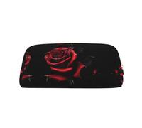 Nbtghga Red and Roses Print Pencil Pouch, Pen Bag with Practical Zip, Stationery Pouch for School Office