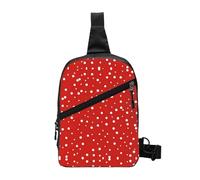 Nbtghga Red And White Polka Dots Print Chest Pack Crossbody Chest Package, Diagonally Worn Daypack For Hiking & Daily Commute