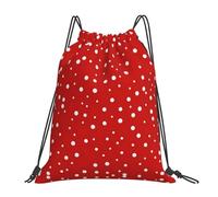 Nbtghga Red And White Polka Dots Print Drawstring Bags Gym Bag,Draw String Back Bag For Shopping Sport Yoga Travel,Beach