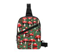 Nbtghga Red Cap Mushrooms Print Chest Pack Crossbody Chest Package, Diagonally Worn Daypack For Hiking & Daily Commute