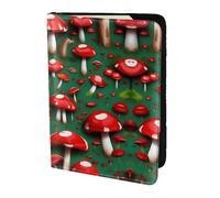 Nbtghga Red Cap Mushroomsprint Leather Travel Passport Wallet Blocking Passport Cover Travel Documents Organizer
