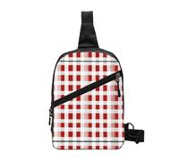 Nbtghga Red Checkered White Squares Print Chest Pack Crossbody Chest Package, Diagonally Worn Daypack For Hiking & Daily Commute