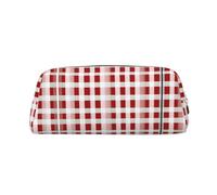 Nbtghga Red Checkered White Squares Print Pencil Pouch, Pen Bag with Practical Zip, Stationery Pouch for School Office