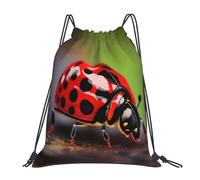 Nbtghga Red Ladybug Pattern Print Drawstring Bags Gym Bag,Draw String Back Bag For Shopping Sport Yoga Travel,Beach
