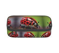 Nbtghga Red Ladybug Pattern Print Pencil Case Holder Stylish Slim with Zipper Cosmetic Makeup Pouch Bag for Girls Teens Adults