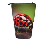 Nbtghga Red Ladybug Pattern Print Pencil Telescopic Classic Arts Stand Up Pencil Case Organizer Pencil Holder Makeup Bag Gift
