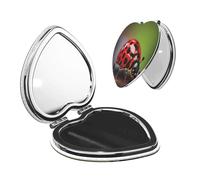 Nbtghga Red Ladybug Pattern Print Portable Pocket Makeup Mirror, Foldable Double-Sided Compact Makeup Mirror