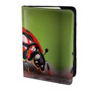 Nbtghga Red Ladybug Patternprint Leather Travel Passport Wallet Blocking Passport Cover Travel Documents Organizer
