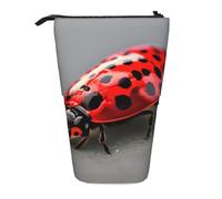 Nbtghga Red Ladybug Print Pencil Telescopic Classic Arts Stand Up Pencil Case Organizer Pencil Holder Makeup Bag Gift