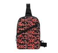 Nbtghga Red Leopard Pattern Print Chest Pack Crossbody Chest Package, Diagonally Worn Daypack For Hiking & Daily Commute