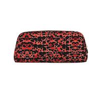 Nbtghga Red Leopard Pattern Print Pencil Pouch, Pen Bag with Practical Zip, Stationery Pouch for School Office