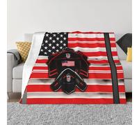 Nbtghga Red Line Firefighter Usa Flag Print Flannel Throw Blanket,Cozy Print Design For Sofa Couch Bed Ultimate Comfort And Warmth