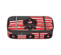 Nbtghga Red Line Firefighter USA Flag Print Pencil Case Holder Stylish Slim with Zipper Cosmetic Makeup Pouch Bag for Girls Teens Adults