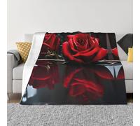 Nbtghga Red Mirror Rose Print Flannel Throw Blanket,Cozy Print Design For Sofa Couch Bed Ultimate Comfort And Warmth