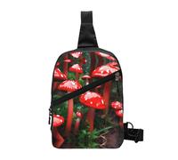 Nbtghga Red Mushrooms Print Chest Pack Crossbody Chest Package, Diagonally Worn Daypack For Hiking & Daily Commute