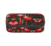 Nbtghga Red Mushrooms Print Pencil Case Holder Stylish Slim with Zipper Cosmetic Makeup Pouch Bag for Girls Teens Adults