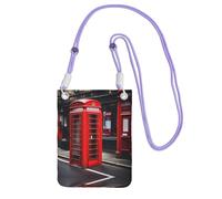 Nbtghga Red Phone Booth London Street Print Carry A Mobile Phone Bag Diagonally, Multi-Functional Small Purse For Coins And Cellphone