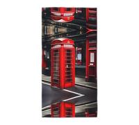 Nbtghga Red Phone Booth London Street Print Home Decorative Hand Towels Multipurpose For Bathroom, Hotel, Gym And Spa