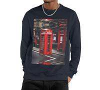 Nbtghga Red Phone Booth London Street Print Men'S Sweatshirt Crewneck Pullover,Casual Loose Fit Crewneck Pullover Streetwear Tops