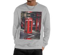 Nbtghga Red Phone Booth London Street Print Men'S Sweatshirt Crewneck Pullover,Casual Loose Fit Crewneck Pullover Streetwear Tops