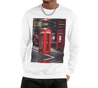 Nbtghga Red Phone Booth London Street Print Men'S Sweatshirt Crewneck Pullover,Casual Loose Fit Crewneck Pullover Streetwear Tops