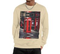 Nbtghga Red Phone Booth London Street Print Men'S Sweatshirt Crewneck Pullover,Casual Loose Fit Crewneck Pullover Streetwear Tops