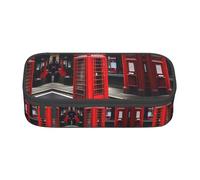 Nbtghga Red Phone Booth London Street Print Pencil Case Holder Stylish Slim with Zipper Cosmetic Makeup Pouch Bag for Girls Teens Adults