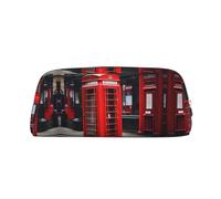 Nbtghga Red Phone Booth London Street Print Pencil Pouch, Pen Bag with Practical Zip, Stationery Pouch for School Office
