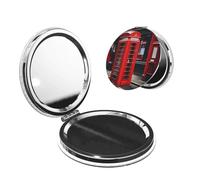 Nbtghga Red Phone Booth London Street Print Portable Pocket Makeup Mirror, Foldable Double-Sided Compact Makeup Mirror