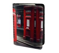 Nbtghga Red Phone Booth London Streetprint Leather Travel Passport Wallet Blocking Passport Cover Travel Documents Organizer