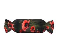 Nbtghga Red Poppy Flower Print Candy Pillow,Cushion For Couch, Game Room, Or Arcade Room | Fun Novelty Pillow