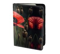 Nbtghga Red Poppy Flowerprint Leather Travel Passport Wallet Blocking Passport Cover Travel Documents Organizer